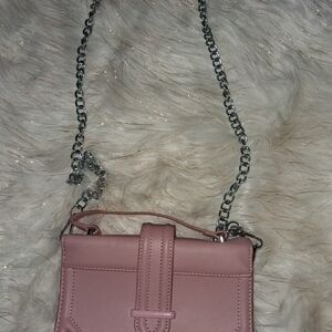 Dusty Rose Chain-Strap Crossbody Bag - Unbranded